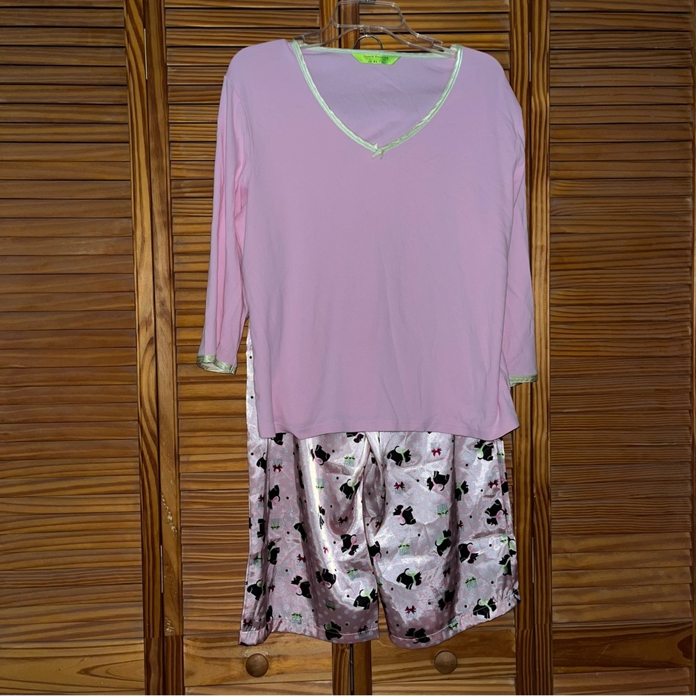 French Dressing Intimate Collection Scottish Terrier Two Piece Pink‎ Pajamas XL